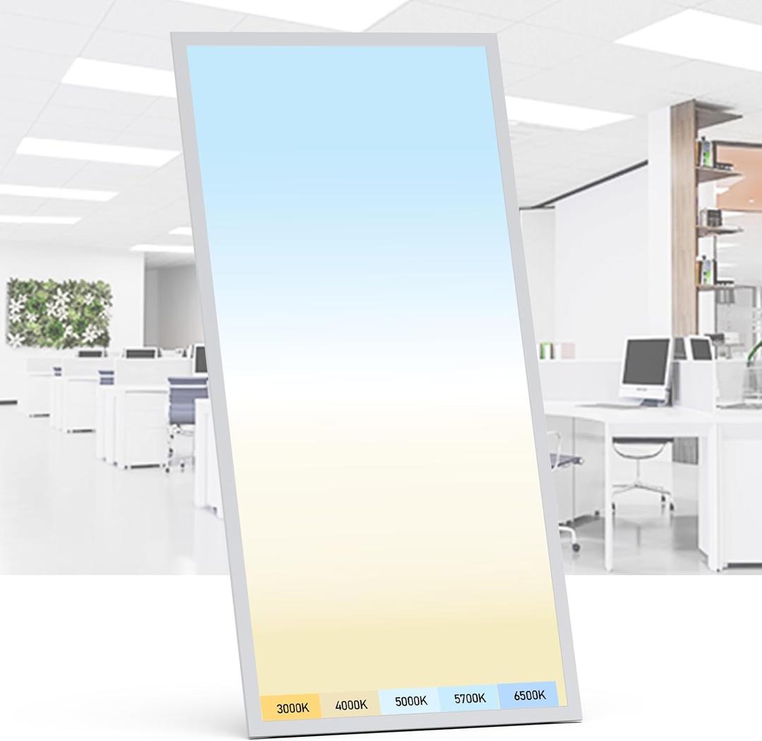 AIKVSXER 1 Pack 2x4 LED Flat Panel Light - Selectable 5 CCT 3000K-6500K & 5 Wattage 30-70W 7700Lm 0-10V Dimmable 2 x 4 led Drop Ceiling Light Fixture 120-277V for Commercial and Home