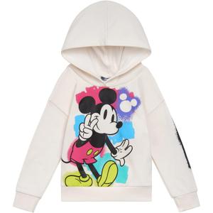 Disney Mickey Mouse Fleece Pullover Hoodie Toddler to Big Kid Sizes (2T) (Off-white)