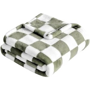 Yurhap Checkered Baby Blanket Fleece Baby Blankets for Boys, Ultra Soft Cozy Fluffy Infant Toddler Newborn Receiving Blankets for Crib Stroller, 30''x40'', Dark Olive