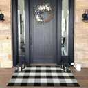 CAINANEL Buffalo Plaid Outdoor Rug Front Door Mat 27.5'' x 43'' Black and White Front Porch Rug Welcome Doormats for Farmhouse Entrance Porch Outdoors Decor