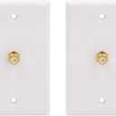 VCE RCA Wall Plate 2-Pack, UL Listed 1-Port Keystone Wall Plate with Female to Female RCA Keystone Jack Insert for Subwoofer Audio Port, White