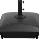 Simple Deluxe 125lb Capacity Fillable Mobile Patio Umbrella Base Heavy Duty Square Market Stand for Outdoor with 4 Wheels, 2 Locks, 2 Knobs, Black