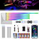 2026 Upgraded Dreamcolor Acrylic Interior Car LED Strip Light with Wireless APP, RGB 18 in 1 Neon Car Ambient Lighting Kits, Dynamic Chasing Music Sync LEDs Fiber Optic Strip Lights