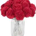 IPOPU Red Carnations Artificial Flowers,16PCS Fake Carnations Silk Flowers for Wedding Bouquets Home Table Decor (Red)