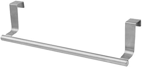 Amazon.com - Over Cabinet Towel Bar with Hooks, 14 Inch Brushed Stainless Steel Over The Door Towels Rack for Home Bathroom Kitchen, Hang on Inside and Outside Cabinets or Doors, Holds Hand Dish Towels Washcloths
