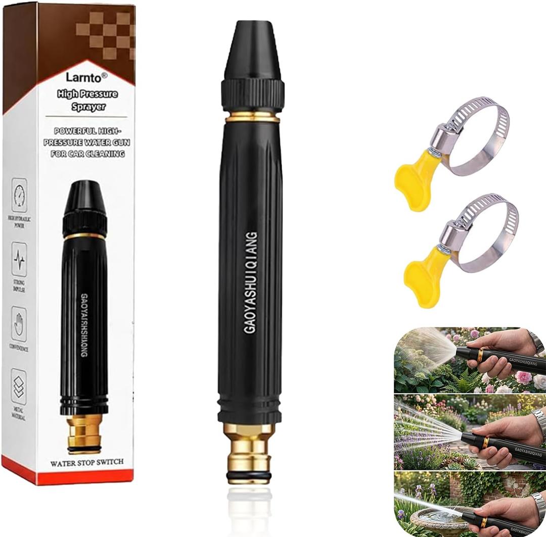 High Pressure Sprayer, Larnto High Pressure Hose Nozzle, Adjustable High Hose Nozzle, Home High-Pressure Car Wash Water, Suitable for Watering Flowers, Vegetables and Washing Vehicles