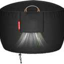 [2025 Upgraded 900D Fabric] Fire Pit Cover Round for 33-36 inch Fire Pit, 900D Heavy Duty Waterproof Fabric with Air Vent, Handle & Tightening Drawstring, 36"Dia x 24"H -Black
