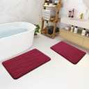 Buganda Memory Foam Bathroom Rug Mat 59x24, Extra Soft and Absorbent Bath Mats, Non-Slip and Machine Washable Bath Rugs for Bathroom Floor,Tub and Shower, Burgundy