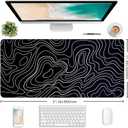 2 x Black White Topographic Line Mouse Pad Gaming Mousepad Non-Slip Rubber Base Keyboard Pad Desk Mat for Home Office, 31.5 x 11.8 in