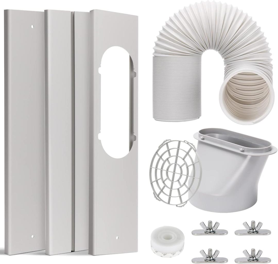 HOXHA Air Conditioner Window Vent Kit Universal Adjustable Window Kit with 5.9” Diameter 59” Length Exhaust Hose for AC Unit, AC Seal Panel for Horizontal&Vertical Window