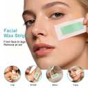 Waxfans 56PCS Wax Strips for Face, Eyebrow Wax Strips for Hair Removal, Waxing Kit for Women's Lip,Chin,Bikini,Underarms,Legs,Cejas | 56ct Face Wax Strips with 4 Post-wax Oil Wipes (Light Blue)