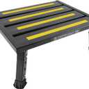 Adjustable Height Aluminum RV Step, Stable Foldable Platform Step Stool, Supports Up to 1,000 lb, Non-Slip Rubber Feet and Platform Mat, Easy to Carry (Black)