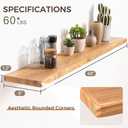 48" Rustic Elm Wood Floating Shelves, 8 Inch Deep Wall Shelves for Home Decor, Wall Mounted Floating Shelf with Invisible Bracket, Heavy-Duty Storage & Display Shelf for Living Room, Kitchen, Set of 1