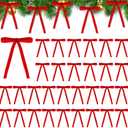 Joottuan Velvet Christmas Bow 5 x 7 inches Rustic Crafts Gift Bows Vintage Velvet Ribbon Wreath Bows for Christmas Tree Home Decor Indoor Outdoor Decoration (36, Red)