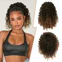 PEACOCO Curly Drawstring Ponytail for Black Women, 10 Inch Kinky Curly Ponytail Extension Synthetic Short Afro Puff Ponytail Hairpieces (1B/30)