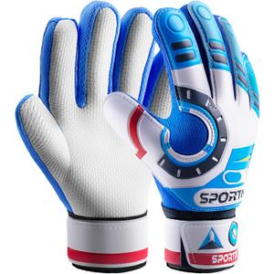 Sportout Kids Goalkeeper Gloves, Soccer Gloves with Double Wrist Protection and Non-Slip Wear Resistant Latex Material to Give Protection to Prevent Injuries (Size 5 Suitable for 5 to 8 years old, Astronaut-blue)