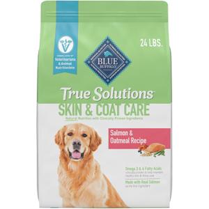 Blue Buffalo True Solutions Skin & Coat Care Natural Dry Dog Food for Adult Dogs, Salmon, 24-lb. Bag (24 Pound (Pack of 1) 