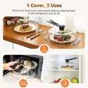 Glass Microwave Splatter Cover, Microwave Cover for Food with Standup Handle, Dishwasher Safe, Food Safe, Clear Microwave Plate Splatter Guard Lid with Vent Hole, House Essentials for Gift, 9.5inch