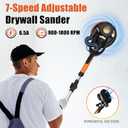 Drywall Sander, 780W Electric Drywall Sander with Vacuum Dust Collection, 1800RPM 7 Variable Speed Popcorn Ceiling Removal Tool with LED, Dustless Wall Sander (L-shape Handle-orange)