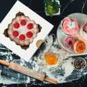 Moretoes 30pcs White Cookie Boxes with Window, 6x6x3 Inches, Bakery Boxes for Cookies, Pastry,Strawberries, Small Pie, Macarons