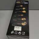 Generic Stainless Steel Kitchen Utensil Set, Spoon, Spatula, Pasta Server, Small Spatula (Black & Gold)