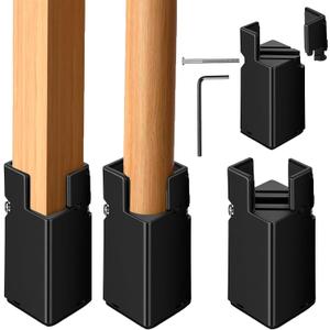 4 Pack Adjustable Bed Risers Furniture Risers,4 Inch with Screw Clamp, Heavy Duty Bed Riser for Chair Desk Table Legs 0.81.6 inch, Black