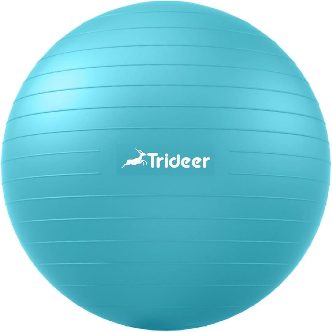 Trideer Extra Thick Yoga Ball Exercise Ball, 5 Sizes Gym Ball, Heavy Duty Ball Chair for Balance, Stability, Pregnancy, Quick Pump Included (XL(27-30ines/68-75cm), Turkis)