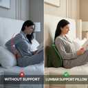 Pat. Pend. Corduroy Ergonomic Lumbar Support Pillow for Sitting Support, Triangle Back Cushion for Sofa, Armchair & Bed, Washable Cover, Avocado Green