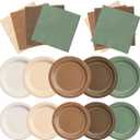 CMUSKO Woodland Baby Shower Decorations - 150pcs Brown Sage Green Forest Animal Theme Plates & Napkins Kit Serves 50- Safari Party Supplies for Birthday, Baby Shower Neutral