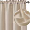 Chyhomenyc Light Filtering Curtains 72 Inch Length 2 Panels Set, 100% Polyester Textured Soft Airy Privacy Farmhouse Curtain Drapes for Living Room Bedroom, Each 40Wx72L Inches, Linen Color