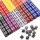 100PCS 16mm(0.63 inch) Game Dice Set 10 Vibrant Colors, Square Cornered D6 Dice with Velvet Storage Bag Ideal for Board Games, Teaching, Party, and Classroom Use