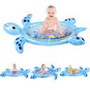 Gebra Sea Turtle Tummy Time Water Mat  Inflatable Baby Play Mat for 312 Months Boys & Girls, Sensory Activity Toy & Gift for Visual and Muscle Development (Blue)