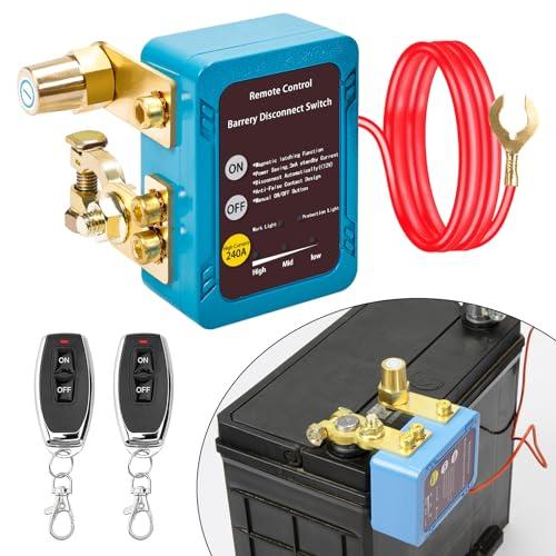 Remote Battery Disconnect Switch 12v, 240A, Upgrade Smart Voltage Car Kill Switch Anti-Theft, Prevent Battery Drain, Remote Battery Kill Switch for Car, Truck, RV (Side Installation)