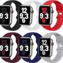 2 x (6 Packs) Sport Bands Compatible with Apple Watch Band 38mm 40mm 41mm 42mm 44mm 45mm 46mm 49mm Silicone iWatch Band Ultra 3 2 1 SE Series 11 10 9 8 7 6 5 4 3 2 1 Women Men (Red/White/Wine Red/Midnight Blue/Black/Gray)