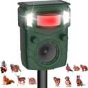 2025 Upgraded Solar Ultrasonic Animal Repellent Outdoor  Motion Activated Deer, Squirrel, Cat, Raccoon, Dog & Bird Deterrent with Multi-Frequency LED Strobe & Ultrasonic Sweep for Yard, Garden, Farm
