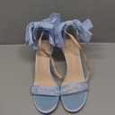 Coutgo Womens High Heels Sandals Lace Bow Tie Back Open Toe Ankle Strap Sexy Stiletto Wedding Party Dress Shoes, Size 8