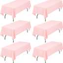 Showgeous 6 Pack Pink Tablecloth 60 x 102 Inch, Rectangle Table Cloth for 6 Foot Table, Wrinkle Resistant Washable Polyester Table Cover for Wedding Dining Table Buffet Parties and Camping