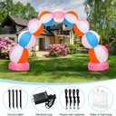 RattanView Inflatable Arch 8 ft Summer Beach Ball Party Arch Rainbow Beach Party Decoration Inflatable Pool Favors for Indoor Outdoor Lawn Yard Garden Decoration (Pink)