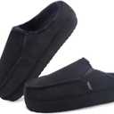 KuaiLu Womens Clog Slippers Cozy Warm Plush Lined With Arch Support Suede Faux Fur House ladies Bedroom Slippers Comfortable Memory Foam Slip-on Womans Home Shoes (Black)