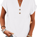 ANRABESS Women's Short Sleeve Henley Tops V Neck Dressy Casual Blouses Summer Trendy Tee Shirts 2025 Vacation Fashion Clothes 2XL