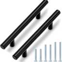 Probrico 50 Pack|4 inch Cabinet Pulls Black Cabinet Handles Stainless Steel, Modern Style Round T bar Handles Dresser Drawer Pulls, Kitchen Cabinet Knob Hardware