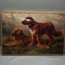 crmotu Framed Wall Art Prints, Still Life Dogs Vintage Decor Paintings, Meadow Golden Retriever Animal Canvas Pictures, Retro Rustic Home Decor Living Room Bedroom Kitchen Aesthetic Artwork 20x30in