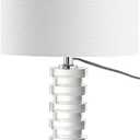JONATHAN Y Sasha 25" Crystal Geometric Column Table Lamp, Clear