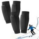 2 Pairs Ski Shin Guards, Soccer Shin Guards Pads for Kids Youth Adult Calf Compression Sleeve with Honeycomb Pads Lightweight Calf Protective Gear for Soccer &Ski Shin Pads Gear for Boys, Girls