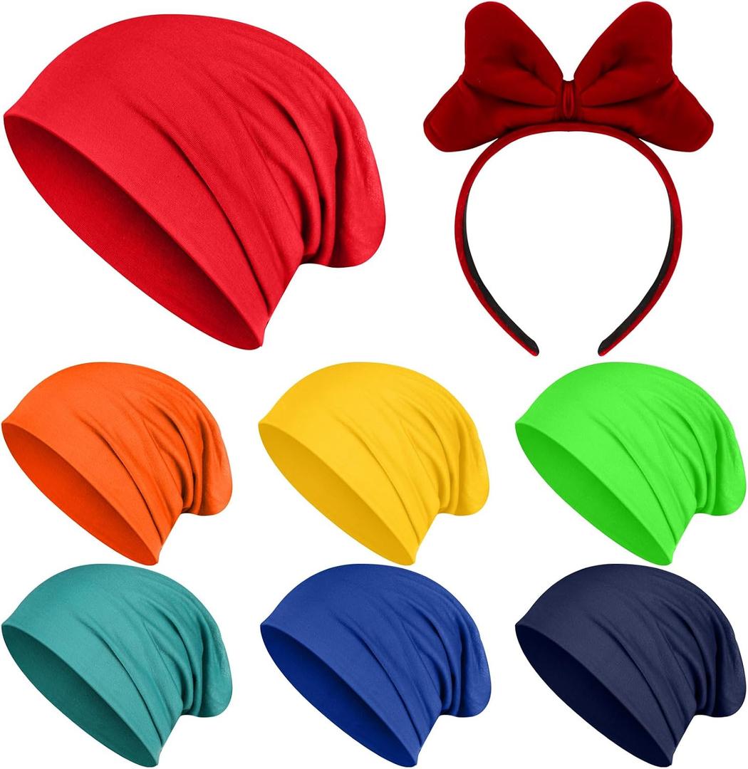 Shyyween Halloween Dwarf Costume Set Dwarf Gnome Hat and Bow Headband Set Gnome Princess Costume for Halloween Party Cosplay