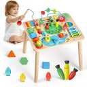 VEVOR Montessori Activity Table for Toddler 1-3 Years Old, 13 in 1 Wooden Learn Activity Desk, Baby Play Table for Boys & Girls Aged 6+ Months, Great Birthday, Christmas, Children's Day Present