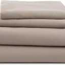 4 Piece Queen Bed Sheets Set | Queen Bed Sheets  Light Weight, Soft Breathable Sheets | Brushed Cotton Rich Blend | Secure-Fit, Wrinkle Resistant, Durable, Easy Care Bed Sheets | Comfy Sheets | Beige