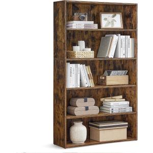 VASAGLE Custos Collection - Bookshelf, 5-Tier Bookcase, Book Shelf, Open Storage Shelf, 9.4 x 30 x 52.8 Inches, for Living Room, Home Office, Dinning Room, Rustic Brown ULBC175X01