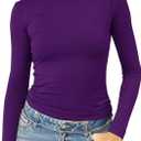Abardsion Women's Long Sleeve Shirts Spring 2026 Casual Basic Going Out Crop Tops Slim Fit Tight Y2K Clothes (Large, 2# Dark Purple)