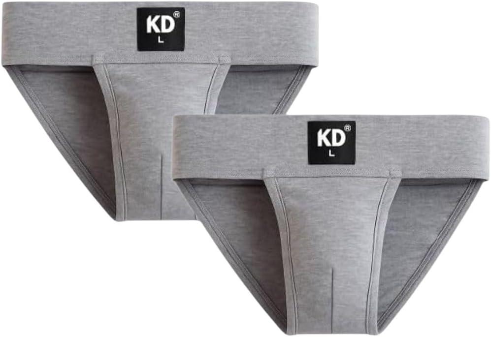 KNK Mens Gym Jockstrap Supporter with Back Cover | 100% Organic Cotton Jockstrap with Cup Pocket | Sports Fit (Large, Grey - Pack of 2)
